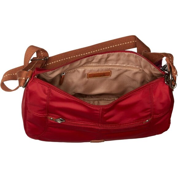 Esperato Womens Crimson Nylon Hobo Bag with Multiple Pockets and Repreve Lining - Picture 5 of 6